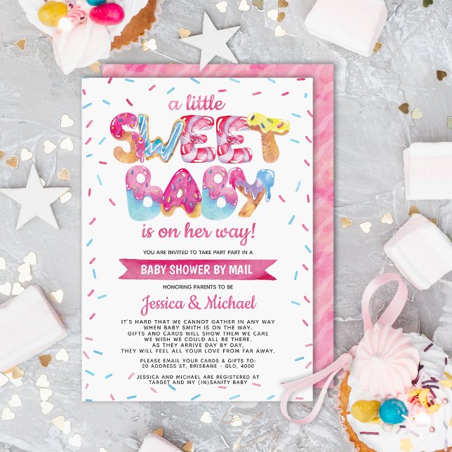 Invitación Sweet Candyland aspira Baby Shower por correo (Subido por el creador)