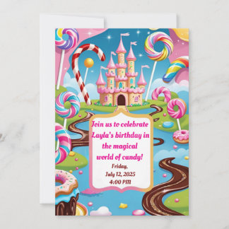 Invitación Sweet Candyland Birthday Party Invitation for Kids