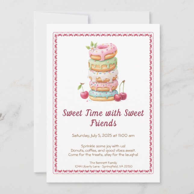 Invitación Sweet Celebration Invite – Colorful Donuts Party  (Anverso)