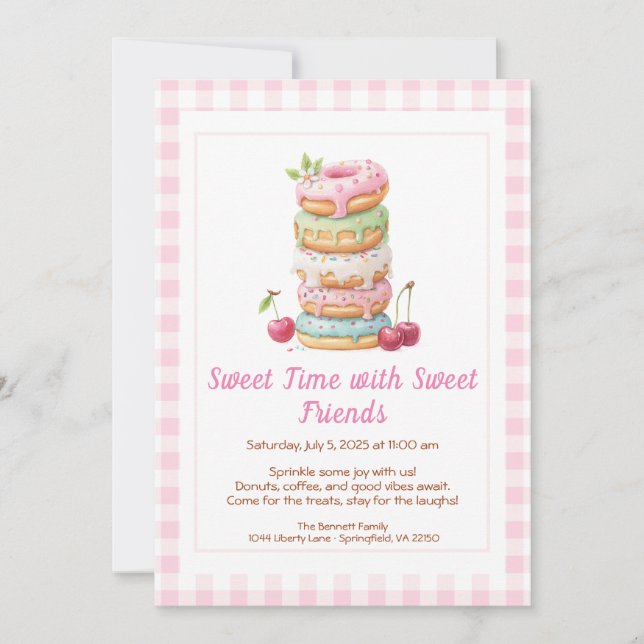 Invitación Sweet Celebration Invite – Colorful Donuts Party  (Anverso)