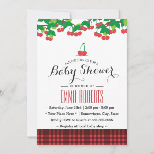 Invitación Sweet Cherries Picnic Gingham Baby Shower