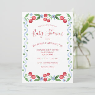Invitación Sweet Cherry Red Baby Shower