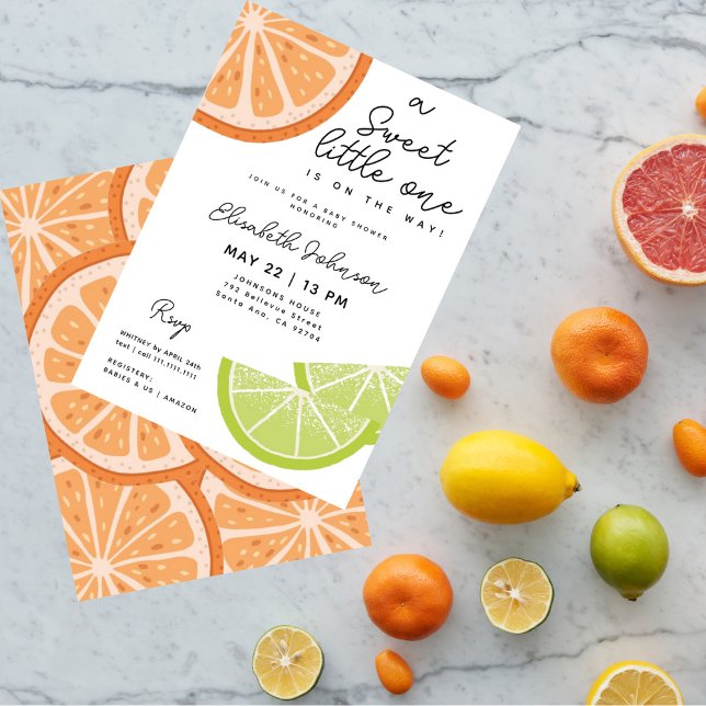 Invitación Sweet Citrus Cute Moderno Baby Shower (Subido por el creador)