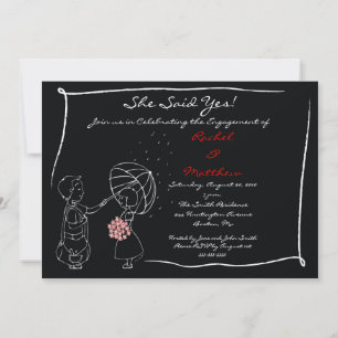 Invitación Sweet Couple in the Rain Engagement Invitation
