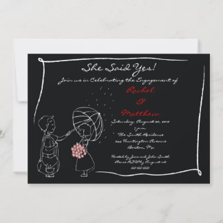 Invitación Sweet Couple in the Rain Engagement Invitation