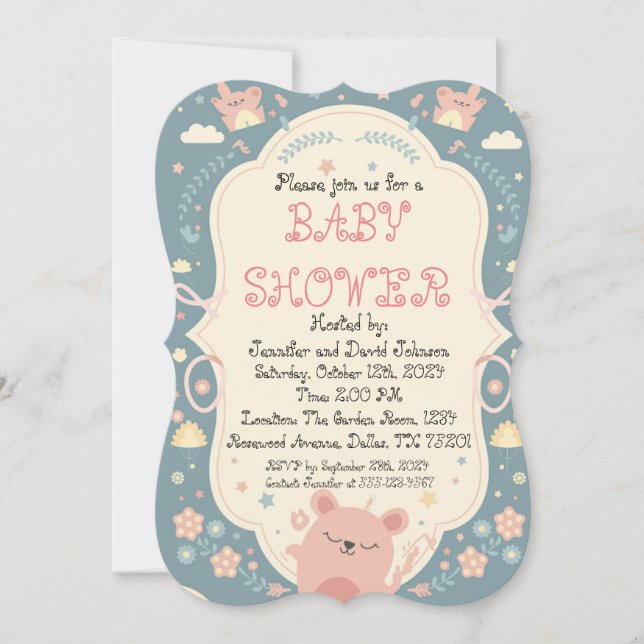 Invitación Sweet Delicate Baby Shower (Anverso)
