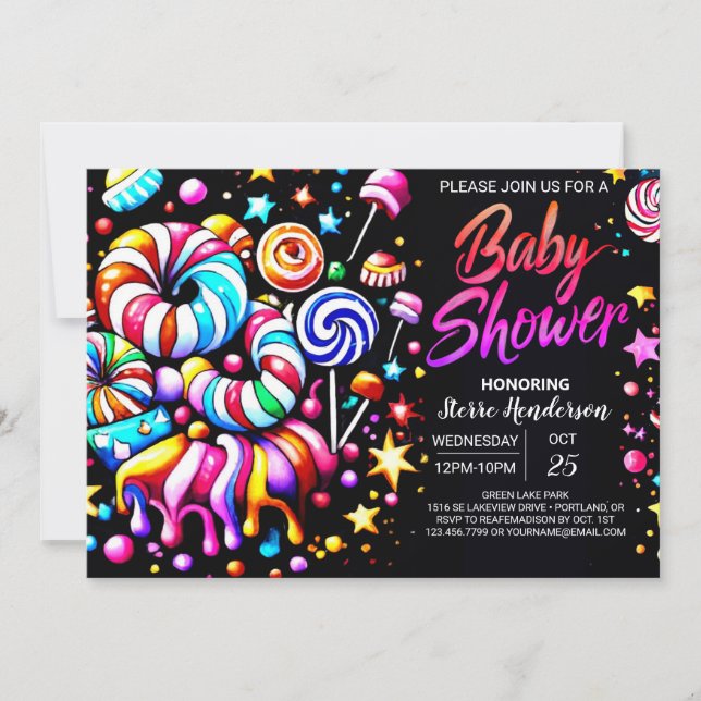 Invitación Sweet Editable Candy Wonderland Baby Shower (Anverso)