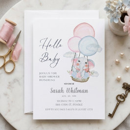 Invitación Sweet Elephant Hot Air Balloon Baby Shower