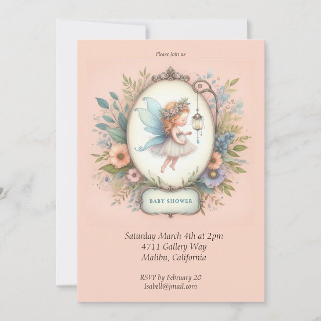 Invitación Sweet Fairy Baby Shower (Anverso)