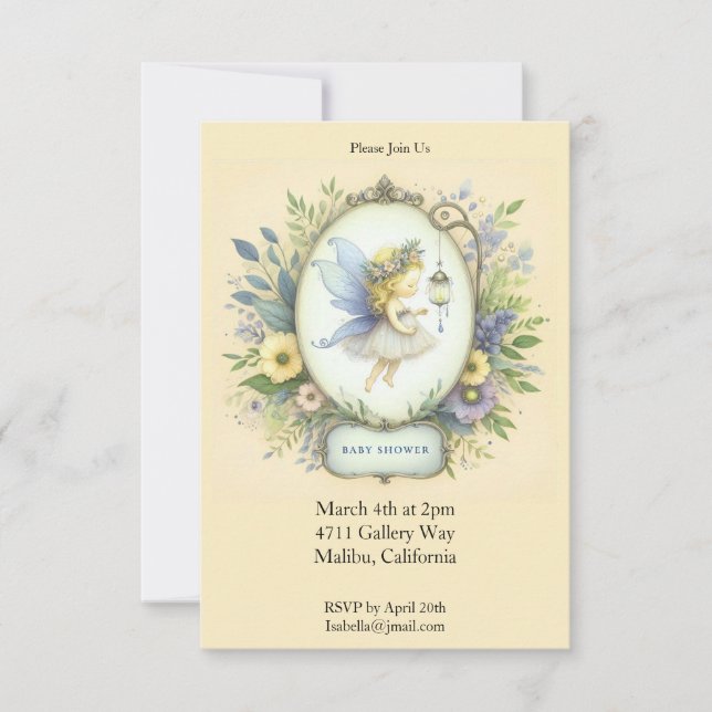 Invitación Sweet Fairy Baby Shower (Anverso)