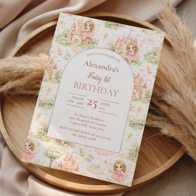 Invitación Sweet Fairy First Birthday Girl (Subido por el creador)