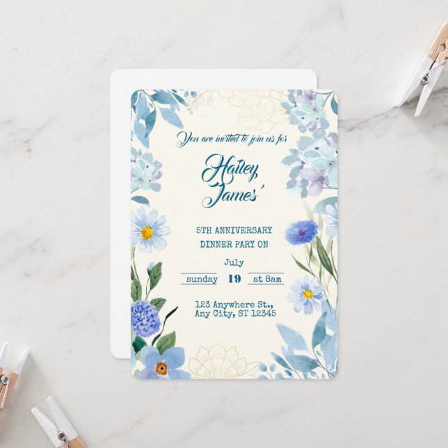 Invitación Sweet Floral Birthday Invitation for Kids (Anverso/Reverso In Situ)