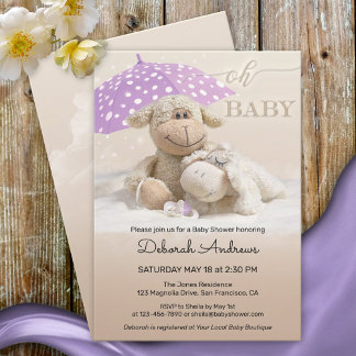 Invitación Sweet Fluffy Animales Baby Shower