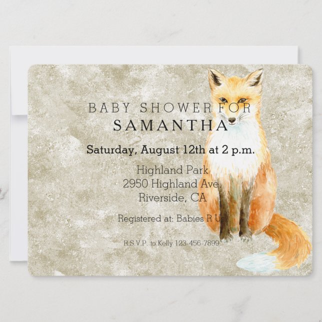 Invitación Sweet Fox Baby Shower (Anverso)