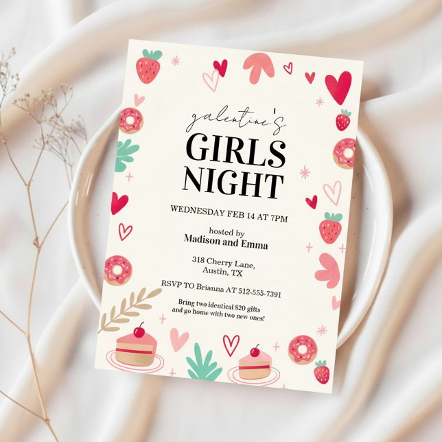 Invitación Sweet Galentines Day Invitation Donut Treats (Subido por el creador)