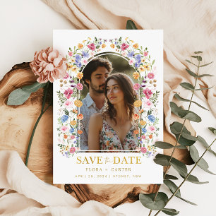 Invitación Sweet Garden Floral Arch Photo Save the Date
