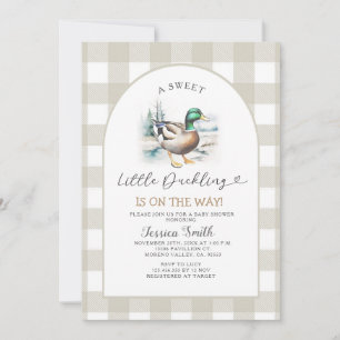 Invitación Sweet Gingham Little Duckling Mallard Baby Shower