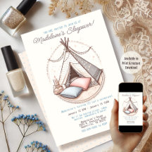 Sweet Girly Teepee Sleepover Fiesta Cumpleaños