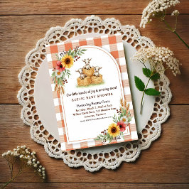 Invitación Sweet Goat Hay Bale Gingham Baby Shower