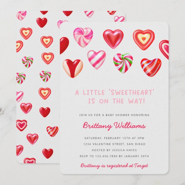 Invitación Sweet Hearts Baby Shower (Anverso / Reverso)