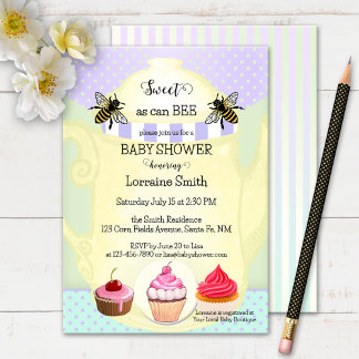 Invitación Sweet Honey Bee Tea Cupcake Baby Shower