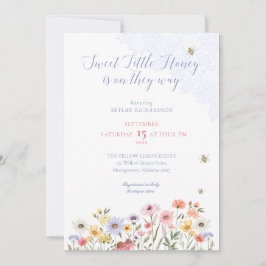 Invitación Sweet Honey Bee Wildflowers & Lace Baby Shower