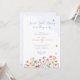 Invitación Sweet Honey Bee Wildflowers & Lace Baby Shower