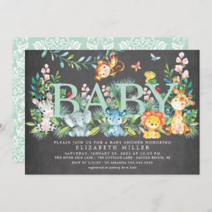 Invitación Sweet Jungle Animals Neutral Baby Shower