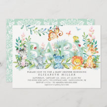 Sweet Jungle Animals Neutral Baby Shower