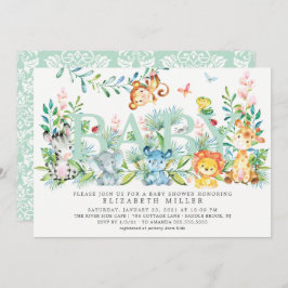 Invitación Sweet Jungle Animals Neutral Baby Shower
