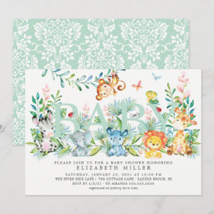 Invitación Sweet Jungle Animals Neutral Baby Shower