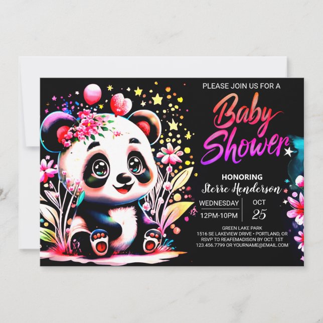 Invitación Sweet Jungle Panda Dreamland Chica Baby Shower (Anverso)