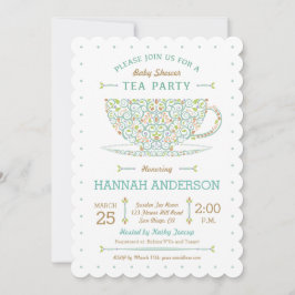 Invitación Sweet Lacy Teacup Baby Shower Género neutral