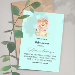 Invitación Sweet Lion Pastel Colors Baby Shower Invitation