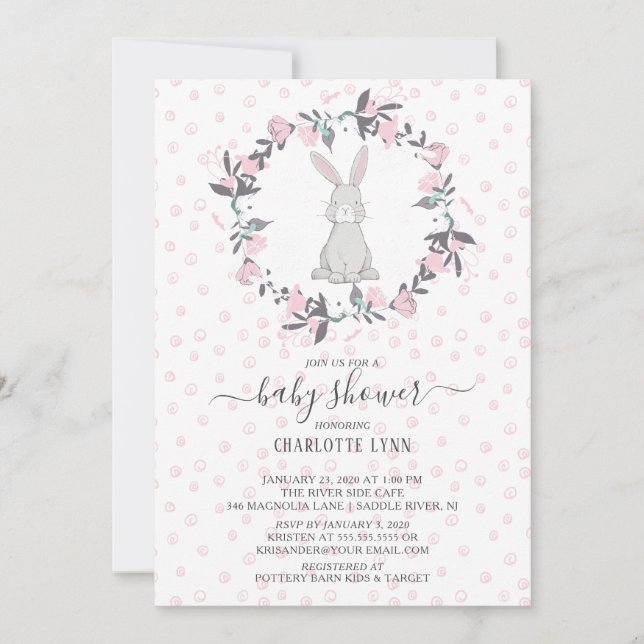 Invitación Sweet Little Bunny Baby Shower (Anverso)