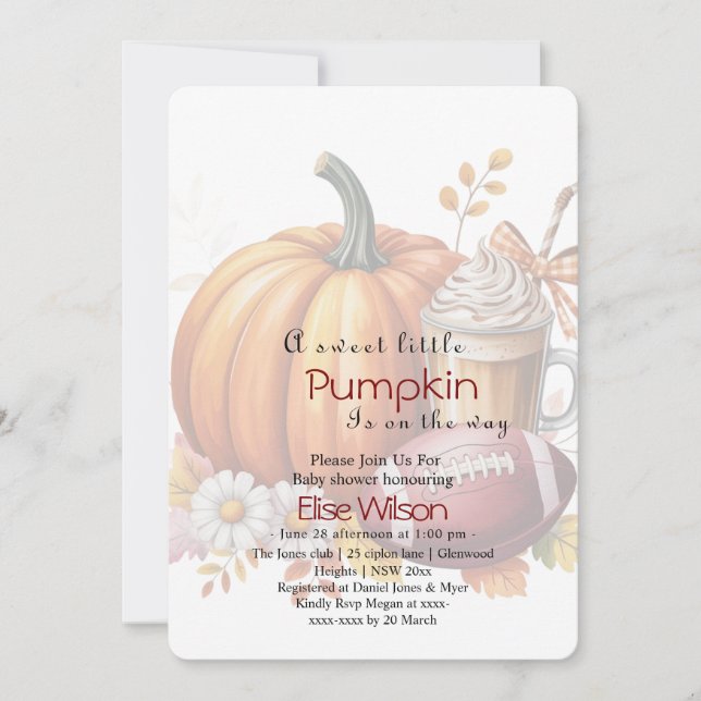 Invitación Sweet Little calabaza latte está en camino (Anverso)