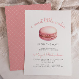 Invitación Sweet Little Cookie Macaron Pink Girl Baby Shower
