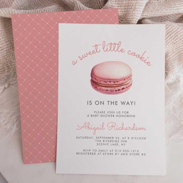 Invitación Sweet Little Cookie Macaron Pink Girl Baby Shower (Subido por el creador)