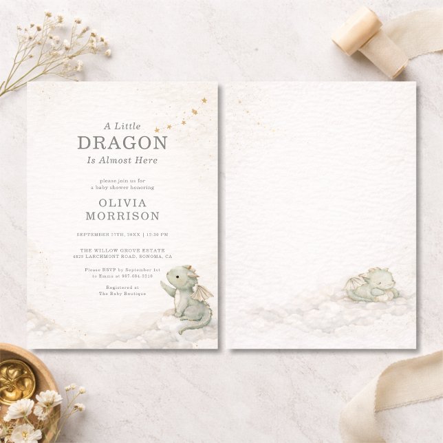 Invitación Sweet Little Dragon Baby Shower Invitation (Subido por el creador)