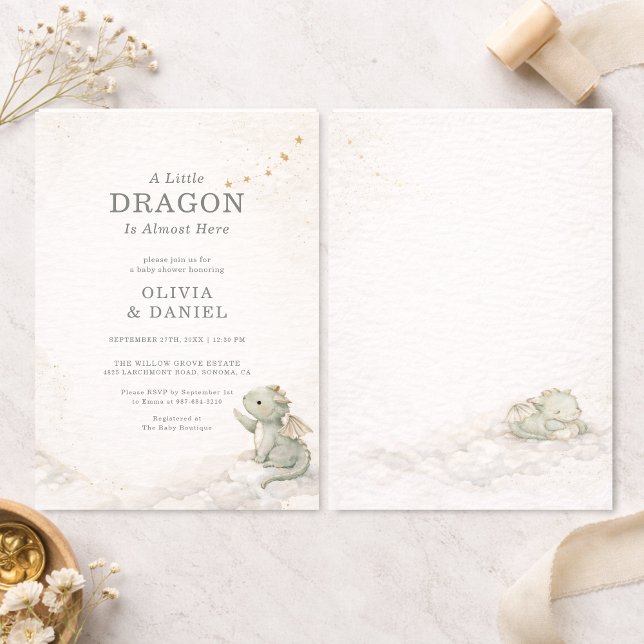 Invitación Sweet Little Dragon Couples Baby Shower Invitation (Subido por el creador)