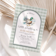 Sweet Little Duckling Mallard Gingham Baby Shower