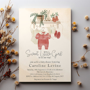 Invitación Sweet Little Girl Boho Clothes Baby Shower