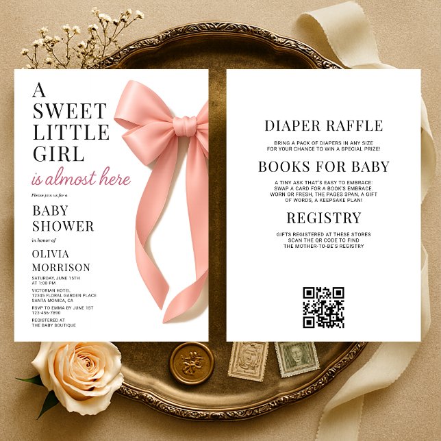 Invitación Sweet Little Girl Bow All in One Baby Shower (Subido por el creador)