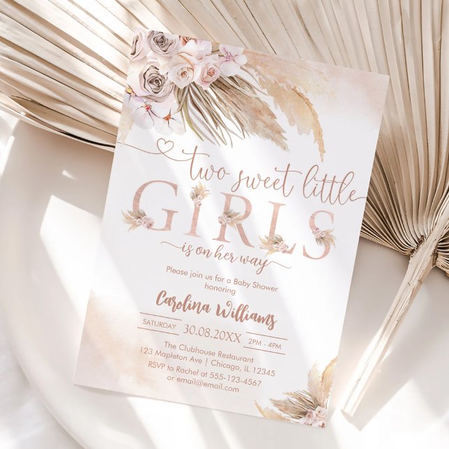 Invitación Sweet Little Girl Pampas Baby Shower Invitation (Subido por el creador)