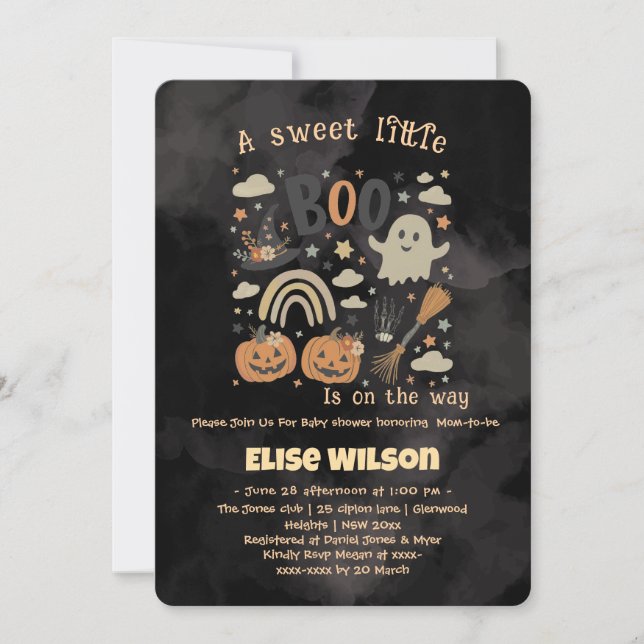 Invitación Sweet Little Halloween boo is on the way (Anverso)