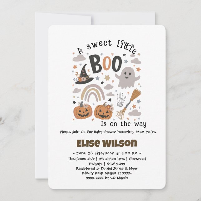 Invitación Sweet Little Halloween boo is on the way (Anverso)