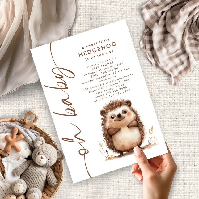Invitación Sweet Little Hedgehog Oh Baby Shower (Subido por el creador)