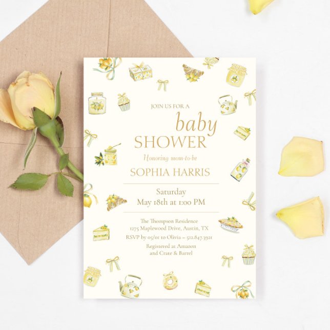 Invitación Sweet Little Lemon Watercolor Baby Shower (Subido por el creador)