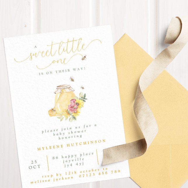 Invitación Sweet Little One Sunflowers Honey Bee Baby Shower (Subido por el creador)