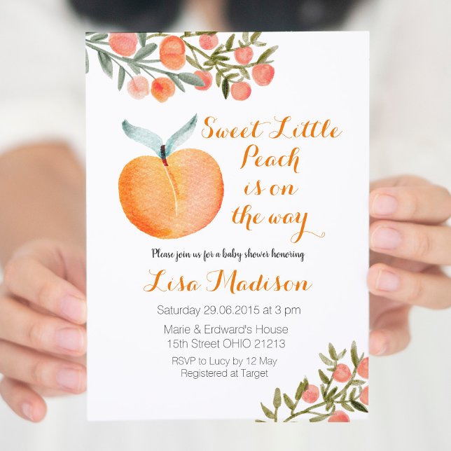 Invitación Sweet Little Peach está en camino a Baby Shower (Subido por el creador)